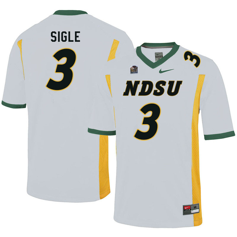Men #3 Marques Sigle North Dakota State Bison College Football Jerseys Sale-White